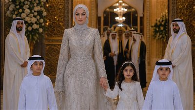 ظهرَت بأطفاله الثلاثة وسط زفافه الأسطوري